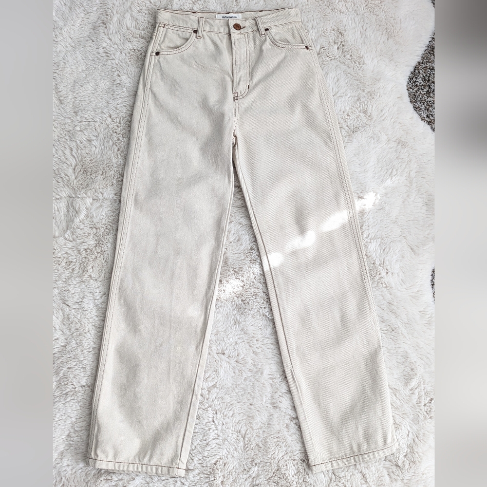 Reformation Cowboy High Rise Straight Jeans In Almond - Picture 3 of 10